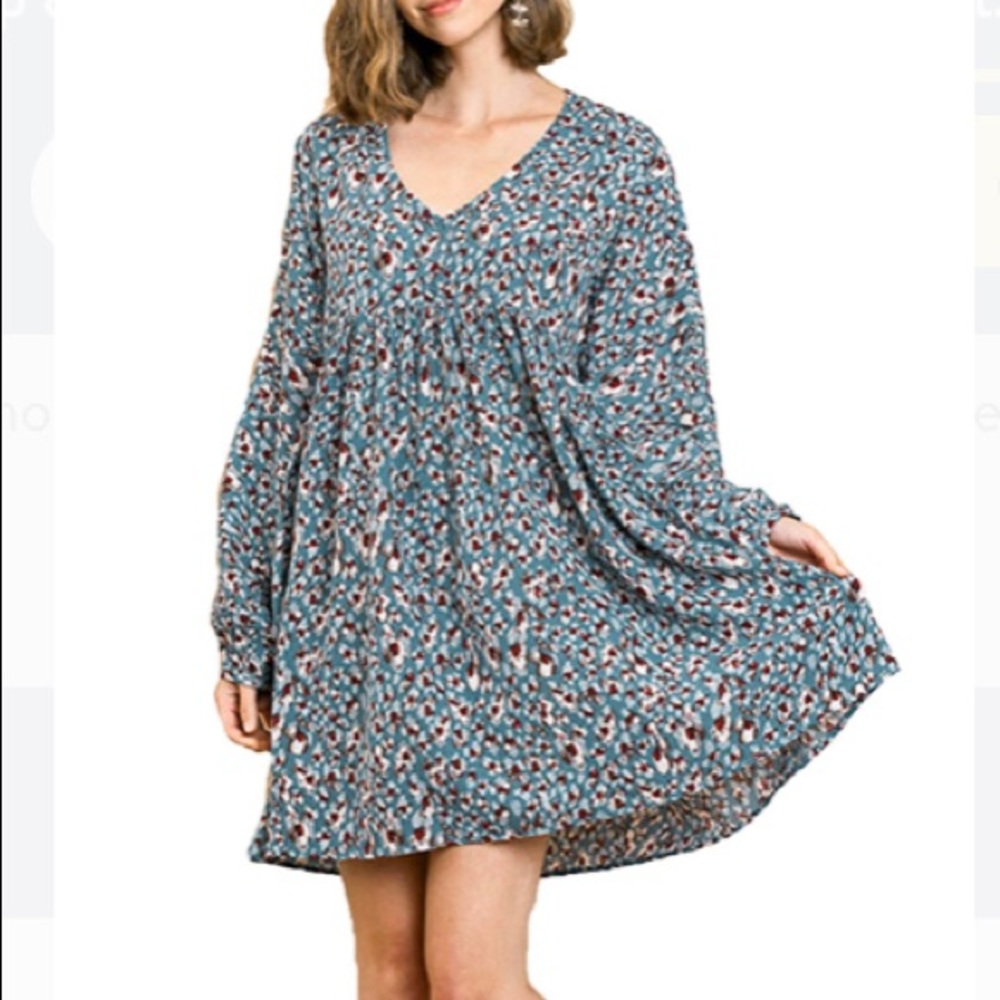 Midi blue leopard dress